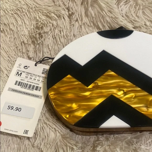 Zara Black and Gold Box Geometric Clutch - Picture 7 of 7